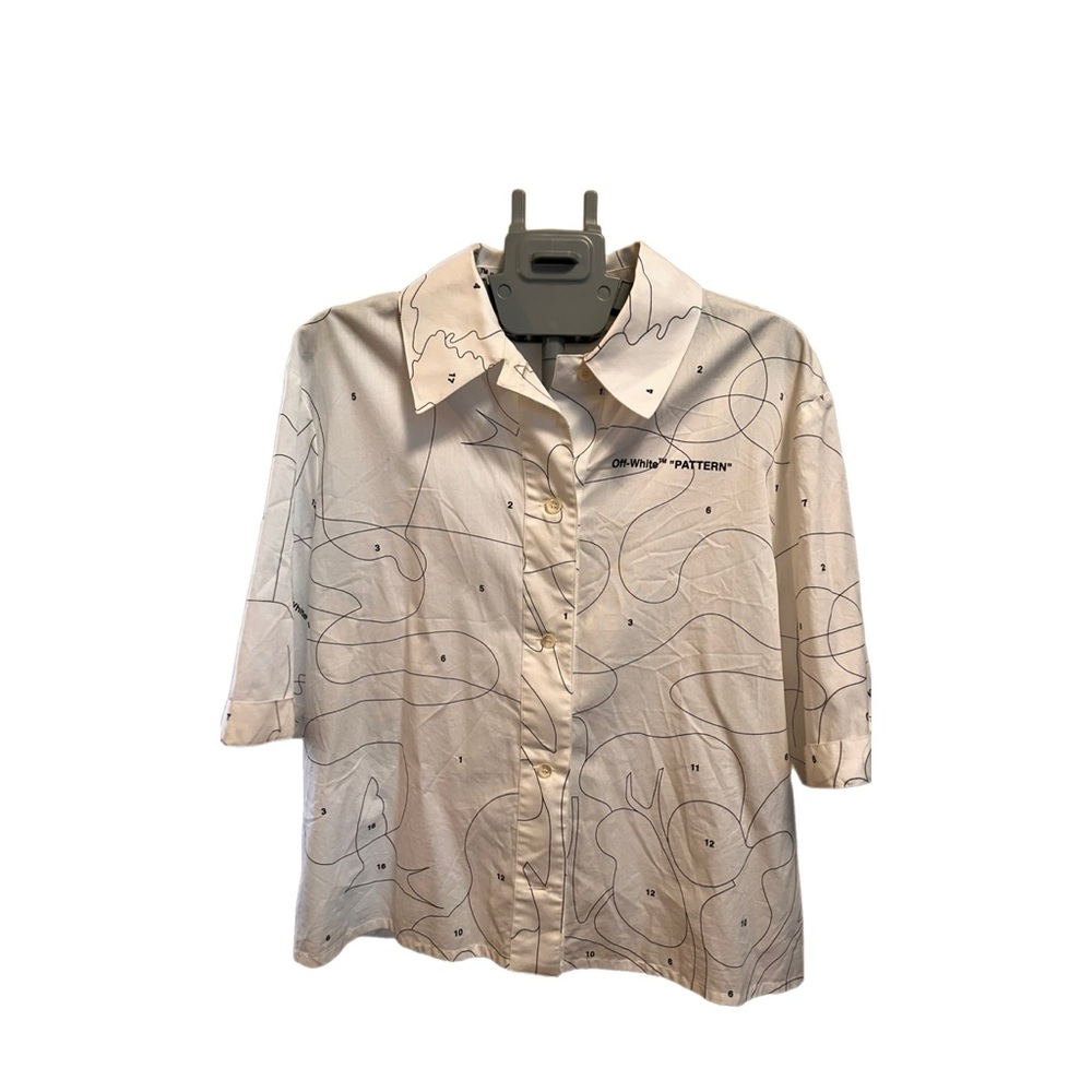 Off-white women’s puzzle bowling shirt size small short sleeve